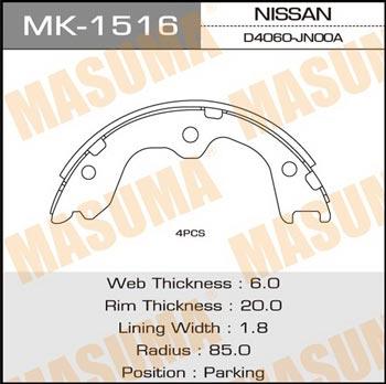 Masuma MK-1516 Bremsbackensatz MK1516: Kaufen Sie zu einem guten Preis in Polen bei 2407.PL!