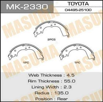 Masuma MK-2330 Brake shoe set MK2330: Buy near me in Poland at 2407.PL - Good price!
