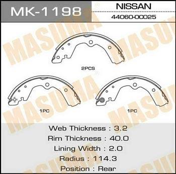 Masuma MK-1198 Bremsbackensatz MK1198: Kaufen Sie zu einem guten Preis in Polen bei 2407.PL!