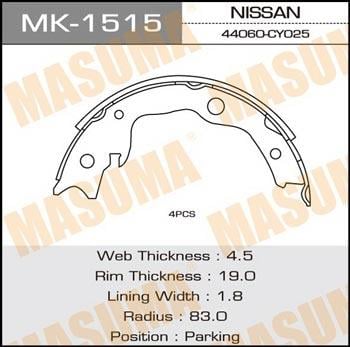 Masuma MK-1515 Bremsbackensatz MK1515: Bestellen Sie in Polen zu einem guten Preis bei 2407.PL!
