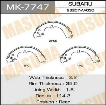 Masuma MK-7747 Bremsbackensatz MK7747: Kaufen Sie zu einem guten Preis in Polen bei 2407.PL!