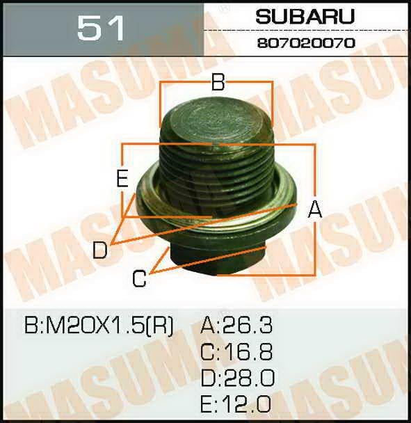 Masuma 51 Sump plug 51: Buy near me in Poland at 2407.PL - Good price!