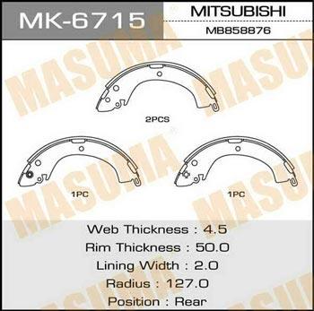 Masuma MK-6715 Brake shoe set MK6715: Buy near me in Poland at 2407.PL - Good price!