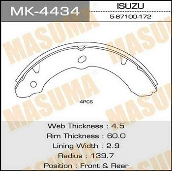 Masuma MK-4434 Bremsbackensatz MK4434: Kaufen Sie zu einem guten Preis in Polen bei 2407.PL!