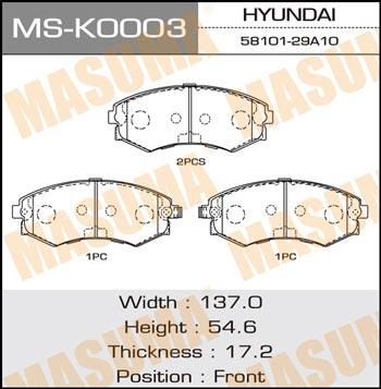 Masuma MS-K0003 Brake shoe set MSK0003: Buy near me in Poland at 2407.PL - Good price!