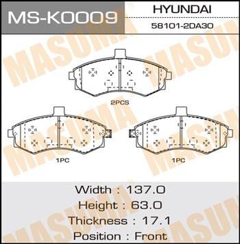 Masuma MS-K0009 Brake shoe set MSK0009: Buy near me in Poland at 2407.PL - Good price!