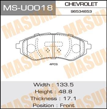 Masuma MS-U0018 Колодки тормозные барабанные, комплект MSU0018: Отличная цена - Купить в Польше на 2407.PL!