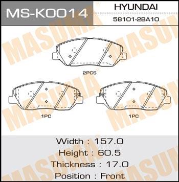 Masuma MS-K0014 Brake shoe set MSK0014: Buy near me in Poland at 2407.PL - Good price!