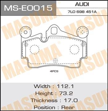 Masuma MS-E0015 Bremsbackensatz MSE0015: Kaufen Sie zu einem guten Preis in Polen bei 2407.PL!