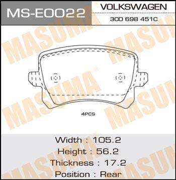 Masuma MS-E0022 Bremsbackensatz MSE0022: Kaufen Sie zu einem guten Preis in Polen bei 2407.PL!