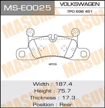 Masuma MS-E0025 Колодки гальмівні барабанні, комплект MSE0025: Приваблива ціна - Купити у Польщі на 2407.PL!