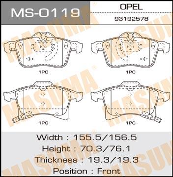 Masuma MS-0119 Brake shoe set MS0119: Buy near me in Poland at 2407.PL - Good price!