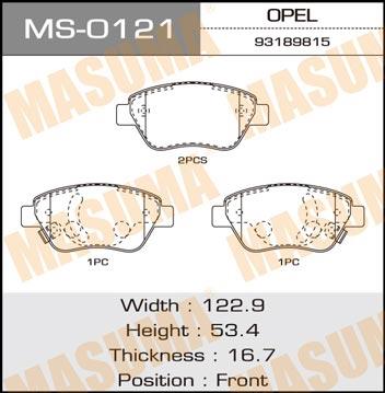 Masuma MS-0121 Brake shoe set MS0121: Buy near me in Poland at 2407.PL - Good price!