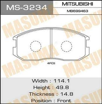Masuma MS-3234 Тормозные колодки, комплект MS3234: Отличная цена - Купить в Польше на 2407.PL!