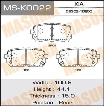 Masuma MS-K0022 Brake shoe set MSK0022: Buy near me in Poland at 2407.PL - Good price!