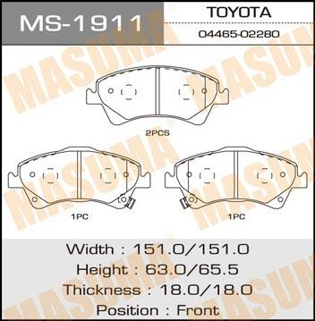 Masuma MS-1911 Bremsbackensatz MS1911: Kaufen Sie zu einem guten Preis in Polen bei 2407.PL!