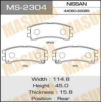 Masuma MS-2304 Brake shoe set MS2304: Buy near me in Poland at 2407.PL - Good price!