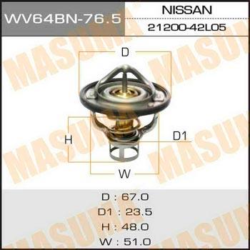 Masuma WV64BN-76.5 Thermostat, coolant WV64BN765: Buy near me in Poland at 2407.PL - Good price!