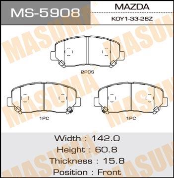 Masuma MS-5908 Brake shoe set MS5908: Buy near me in Poland at 2407.PL - Good price!