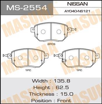 Masuma MS-2554 Brake shoe set MS2554: Buy near me in Poland at 2407.PL - Good price!