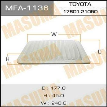Masuma MFA-1136 Air filter MFA1136: Buy near me in Poland at 2407.PL - Good price!