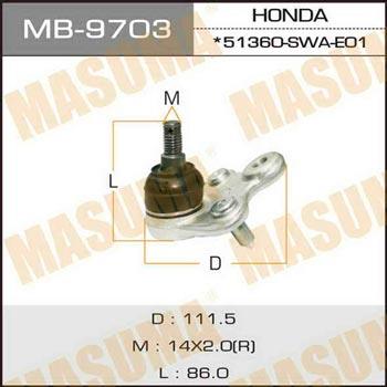 Masuma MB-9703 Опора шаровая MB9703: Отличная цена - Купить в Польше на 2407.PL!