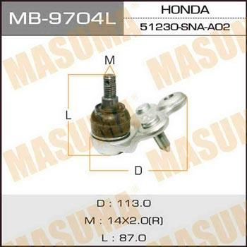 Masuma MB-9704L Опора шаровая MB9704L: Отличная цена - Купить в Польше на 2407.PL!