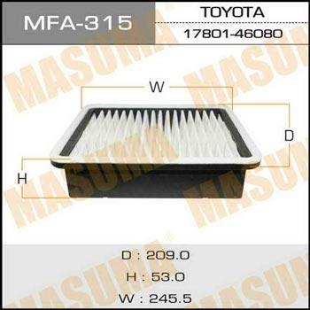 Masuma MFA-315 Air filter MFA315: Buy near me in Poland at 2407.PL - Good price!