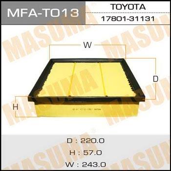 Masuma MFA-T013 Filtr powietrza MFAT013: Dobra cena w Polsce na 2407.PL - Kup Teraz!