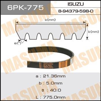 Masuma 6PK-775 V-ribbed belt 6PK775 6PK775: Buy near me in Poland at 2407.PL - Good price!