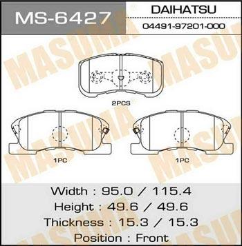 Masuma MS-6427 Brake shoe set MS6427: Buy near me in Poland at 2407.PL - Good price!