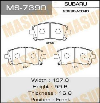 Masuma MS-7390 Bremsbackensatz MS7390: Kaufen Sie zu einem guten Preis in Polen bei 2407.PL!