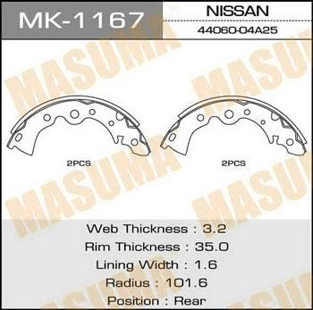Masuma MK-1167 Bremsbackensatz MK1167: Kaufen Sie zu einem guten Preis in Polen bei 2407.PL!