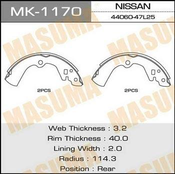 Masuma MK-1170 Колодки тормозные барабанные, комплект MK1170: Отличная цена - Купить в Польше на 2407.PL!