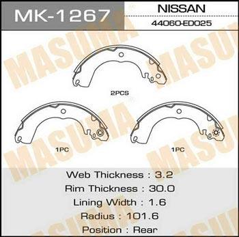 Masuma MK-1267 Колодки тормозные барабанные, комплект MK1267: Отличная цена - Купить в Польше на 2407.PL!