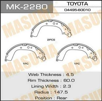 Masuma MK-2280 Brake shoe set MK2280: Buy near me in Poland at 2407.PL - Good price!