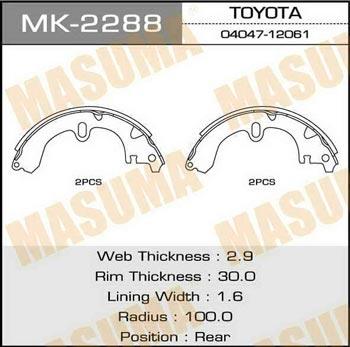 Masuma MK-2288 Brake shoe set MK2288: Buy near me in Poland at 2407.PL - Good price!