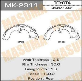Masuma MK-2311 Brake shoe set MK2311: Buy near me in Poland at 2407.PL - Good price!