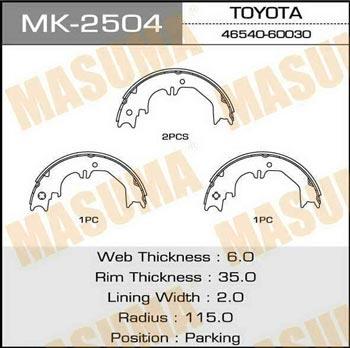 Masuma MK-2504 Колодки гальмівні барабанні, комплект MK2504: Купити у Польщі - Добра ціна на 2407.PL!