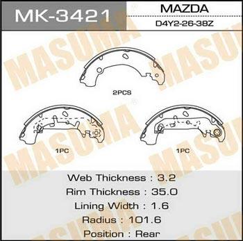 Masuma MK-3421 Колодки гальмівні барабанні, комплект MK3421: Приваблива ціна - Купити у Польщі на 2407.PL!