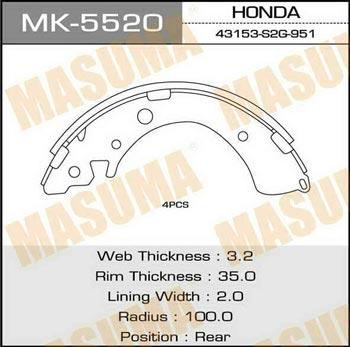 Masuma MK-5520 Brake shoe set MK5520: Buy near me in Poland at 2407.PL - Good price!