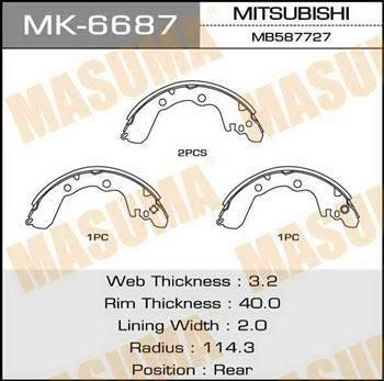 Masuma MK-6687 Brake shoe set MK6687: Buy near me in Poland at 2407.PL - Good price!