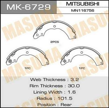 Masuma MK-6729 Brake shoe set MK6729: Buy near me in Poland at 2407.PL - Good price!