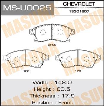 Masuma MS-U0025 Brake shoe set MSU0025: Buy near me in Poland at 2407.PL - Good price!