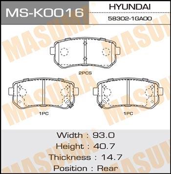 Masuma MS-K0016 Brake shoe set MSK0016: Buy near me in Poland at 2407.PL - Good price!