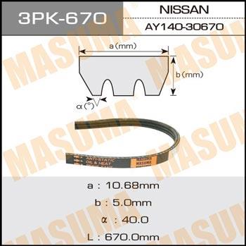 Masuma 3PK-670 V-ribbed belt 3PK670 3PK670: Buy near me in Poland at 2407.PL - Good price!