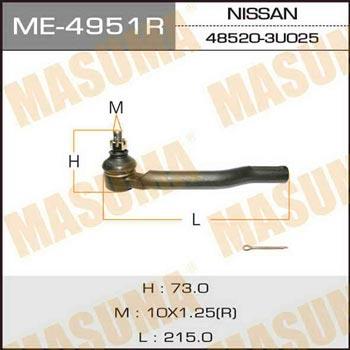 Masuma ME-4951R Tie rod end right ME4951R: Buy near me at 2407.PL in Poland at an Affordable price!