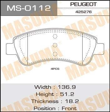 Masuma MS-0112 Колодки тормозные барабанные, комплект MS0112: Отличная цена - Купить в Польше на 2407.PL!