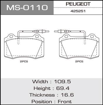 Masuma MS-0110 Brake shoe set MS0110: Buy near me in Poland at 2407.PL - Good price!