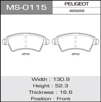 Masuma MS-0115 Brake shoe set MS0115: Buy near me in Poland at 2407.PL - Good price!